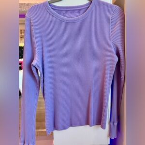Aerie Lilac Ribbed Long Sleeve Tee
